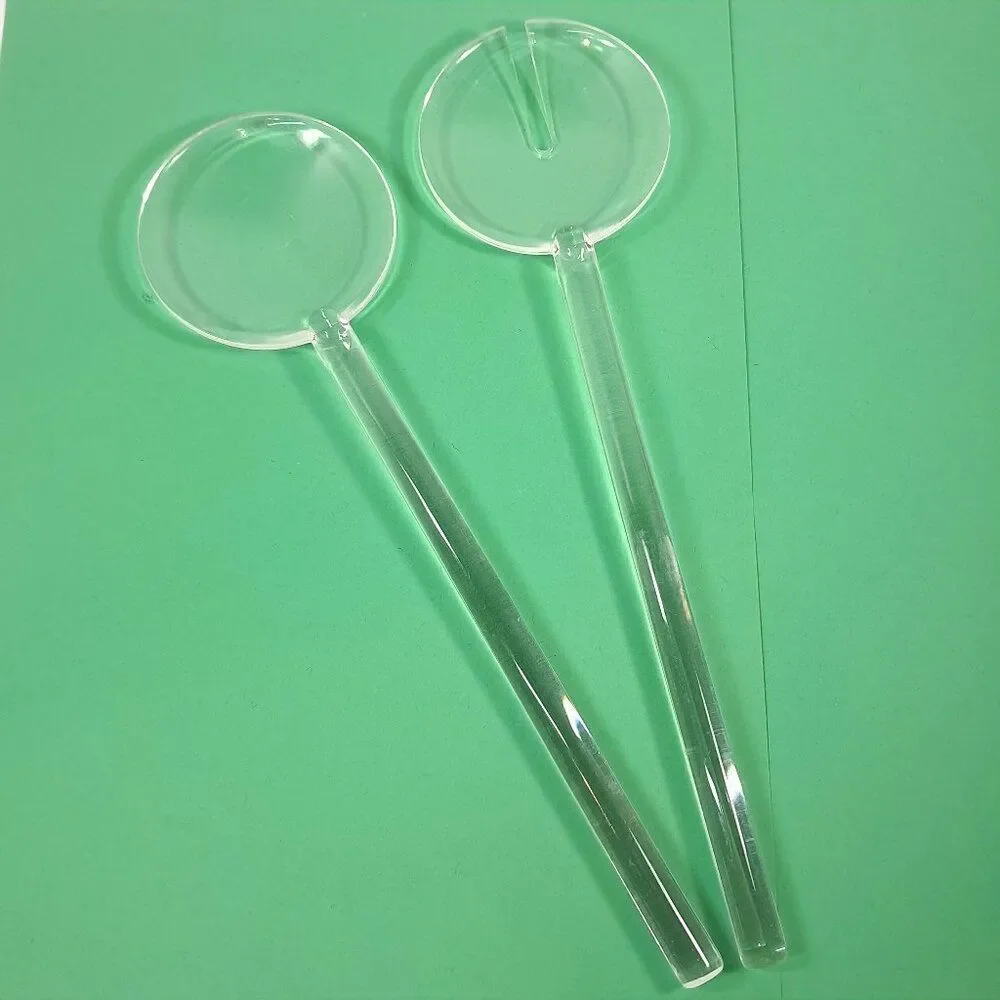 Lucite Acrylic Salad Serving‎ Fork & Spoon Set clear Acrylic Modern Utensils MCM
